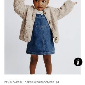 Denim overall dress with bloomers